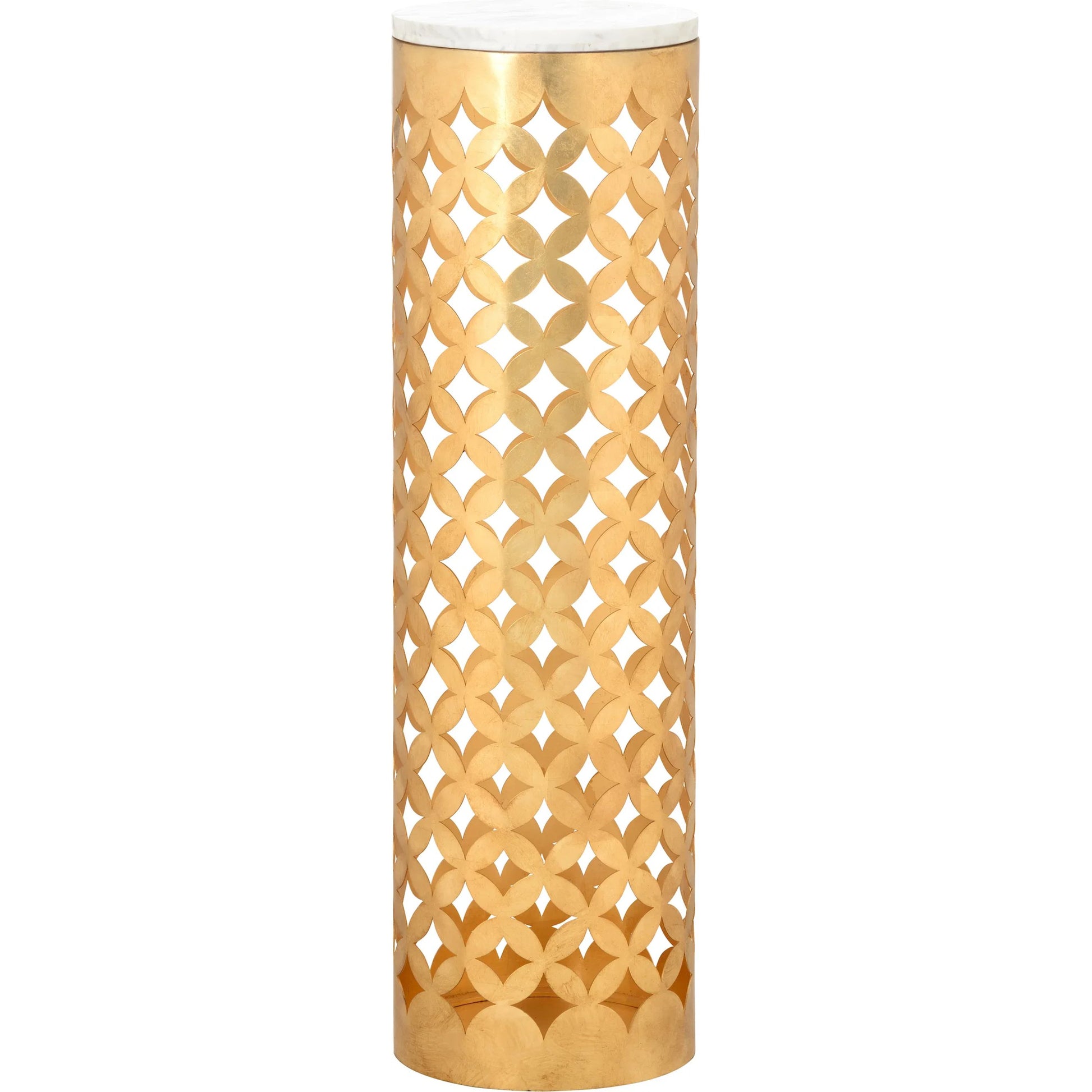 Harper Pedestal by Chelsea House in gold, white, cream and natural white, antique gold leaf. Made from unique in a modern style.