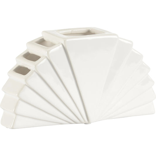 La Feria Vase by Chelsea House in white, cream and white glaze. Made from unique in a unique style.