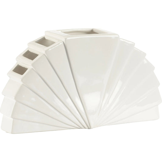 La Feria Vase by Chelsea House in white, cream and white glaze. Made from unique in a unique style.