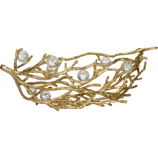 Open Twig and Crystal Balls Bowl by Chelsea House in gold and metallic gold, k9. Made from unique in a unique style.