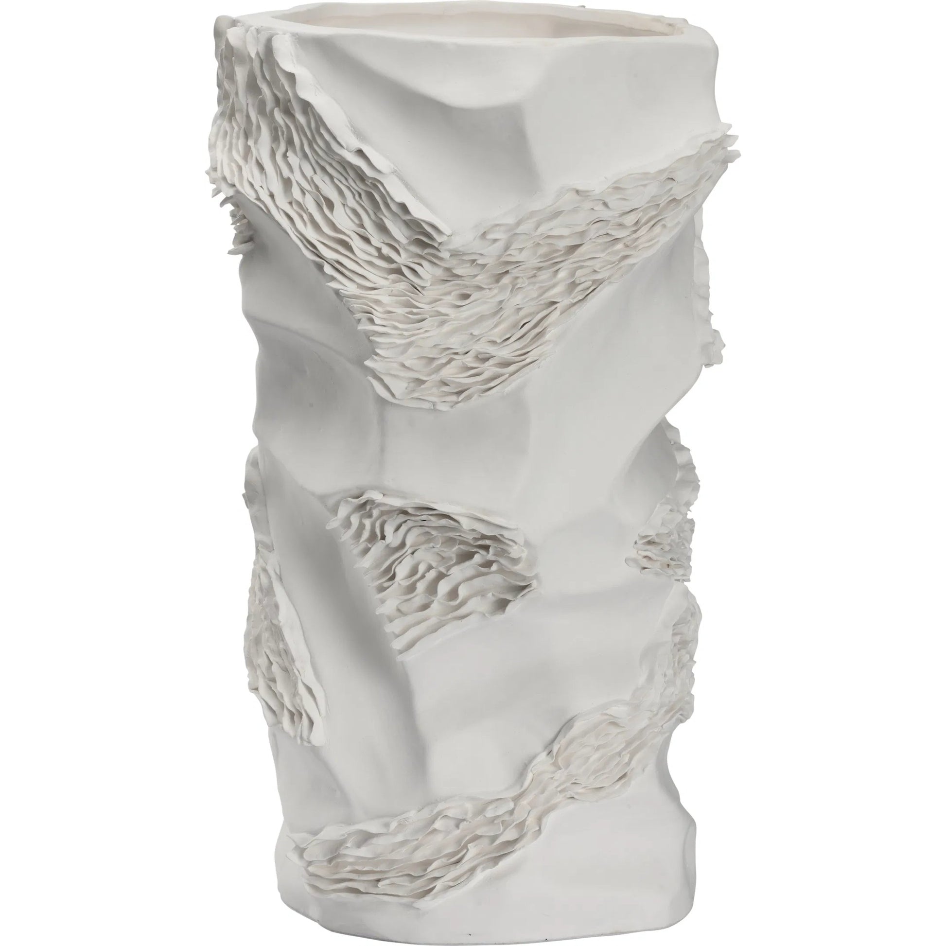 Ripple Ceramic Vase by Chelsea House in white, cream and matte white. Made from unique in a modern style.