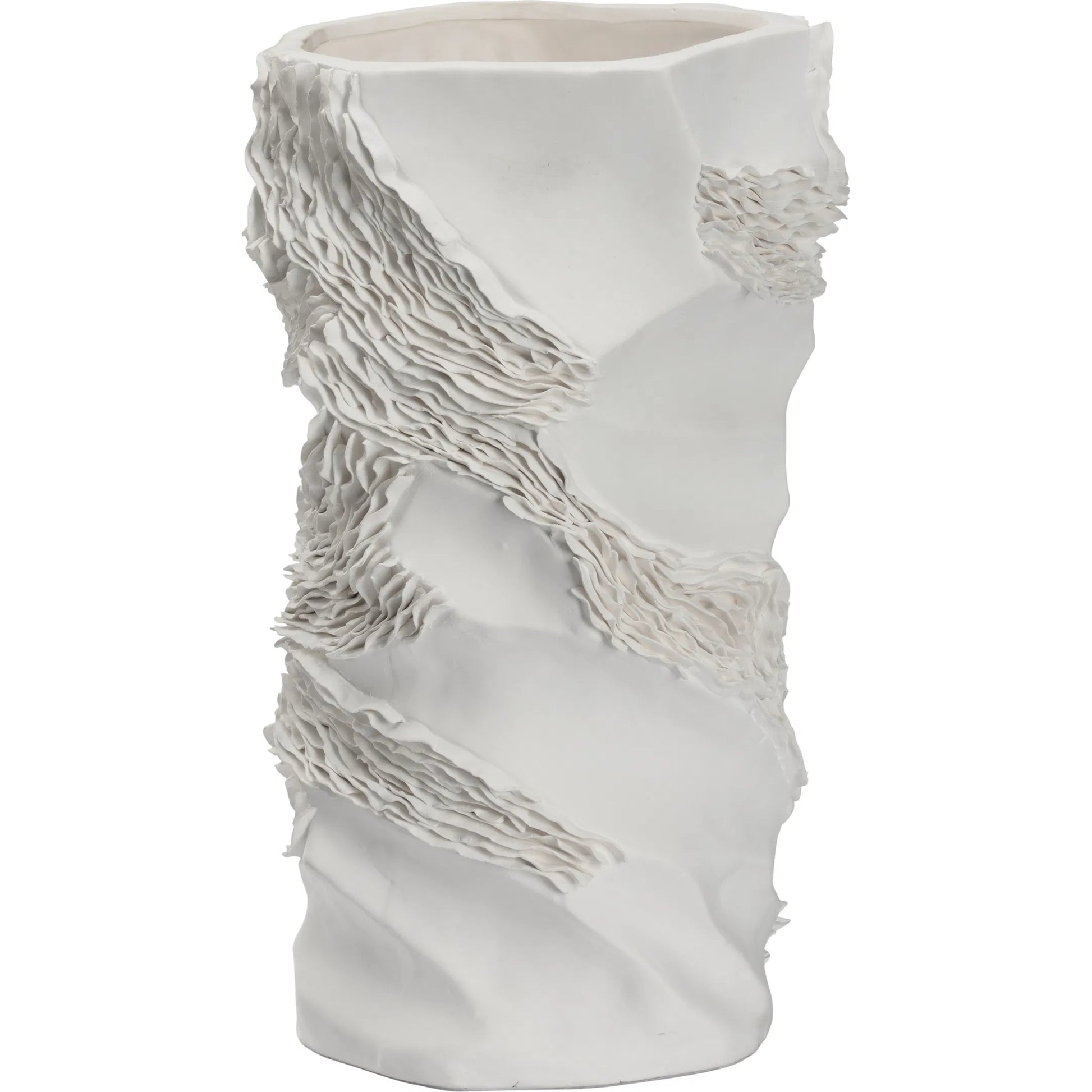 Ripple Ceramic Vase by Chelsea House in white, cream and matte white. Made from unique in a modern style.