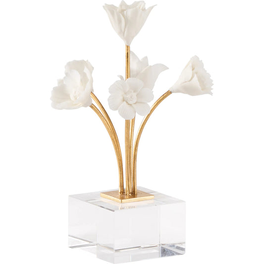 Kandler Flower by Chelsea House in matte white, gold leaf, clear. Made from unique in a unique style.