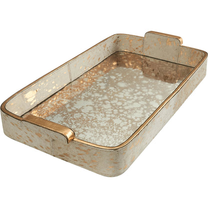 Hair on Hide Tray by Chelsea House in cream, antique gold. Made from unique in a modern style.