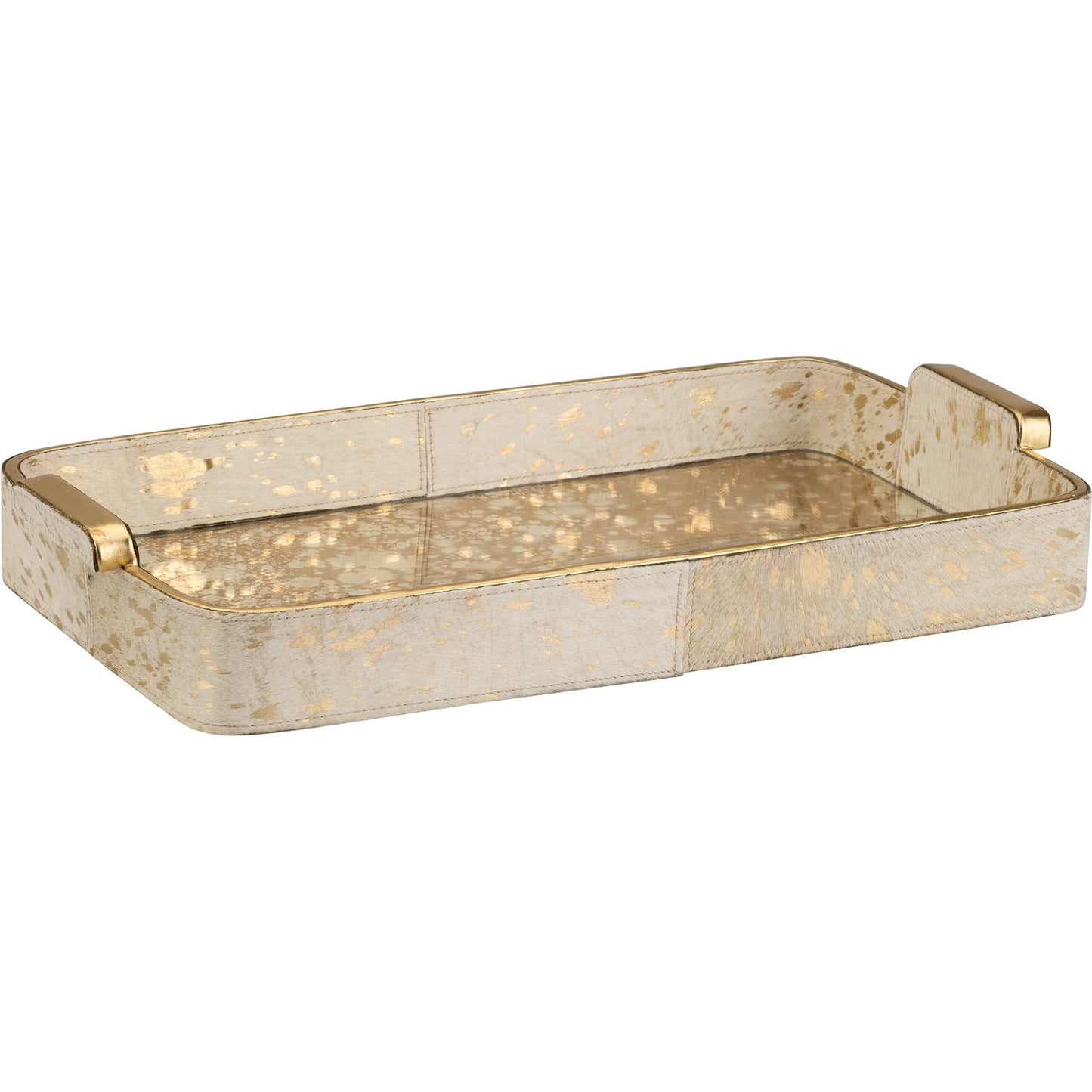 001 SI-2387736 | Primary Silo | Hair on Hide Tray by Chelsea House in cream, antique gold. Made from unique in a modern style.