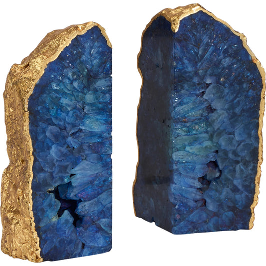 Blue Agate Bookend (Set of 2) by Chelsea House in natural blue, gold. Made from unique in a unique style.