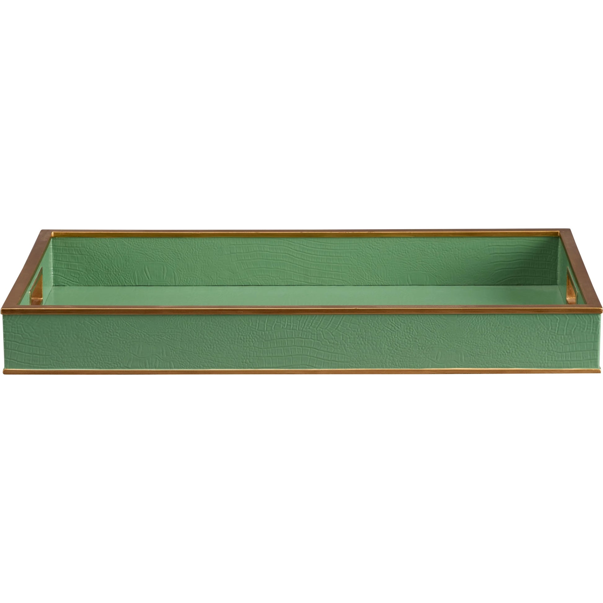 Reddington Tray by Chelsea House in green croc, gold. Made from unique in a transitional style.
