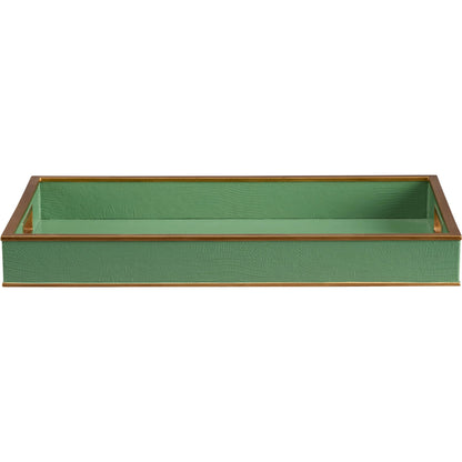 Reddington Tray by Chelsea House in green croc, gold. Made from unique in a transitional style.