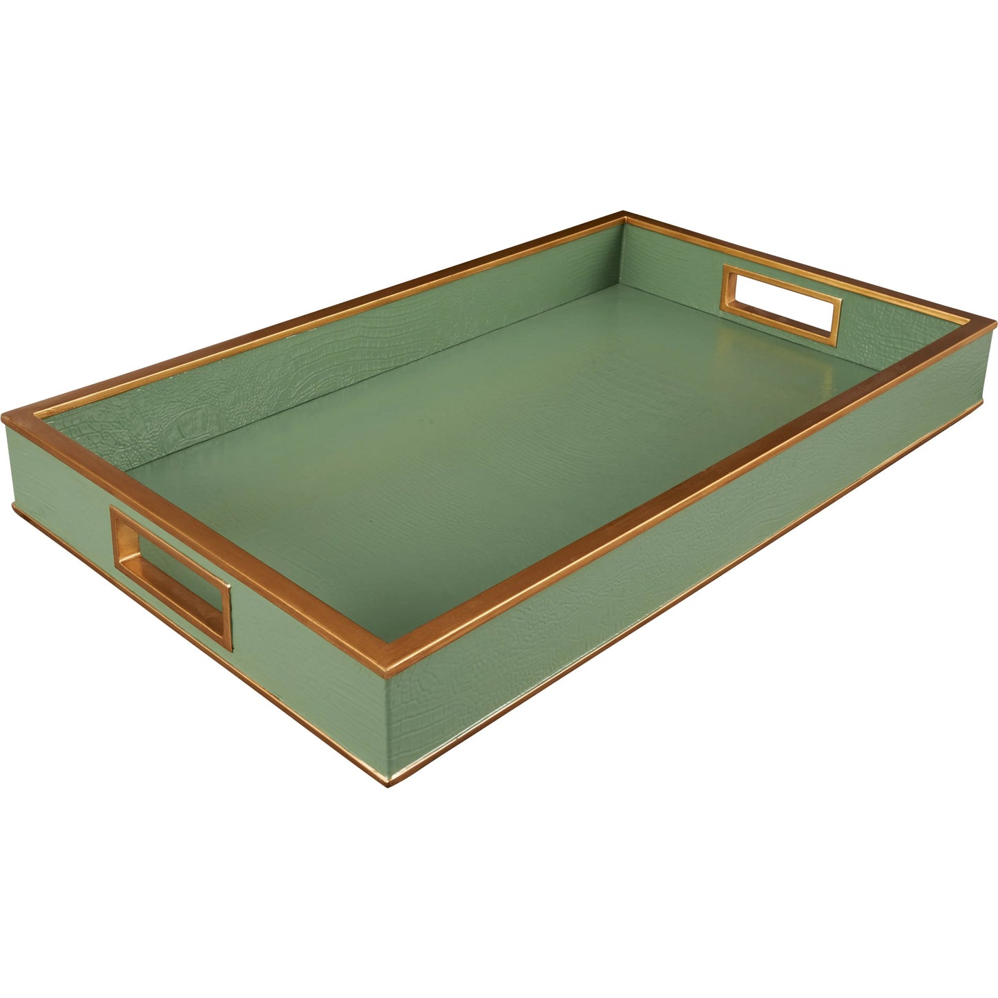 011 SI-2387819 | Additional Silo | Reddington Tray by Chelsea House in green croc, gold. Made from unique in a transitional style.