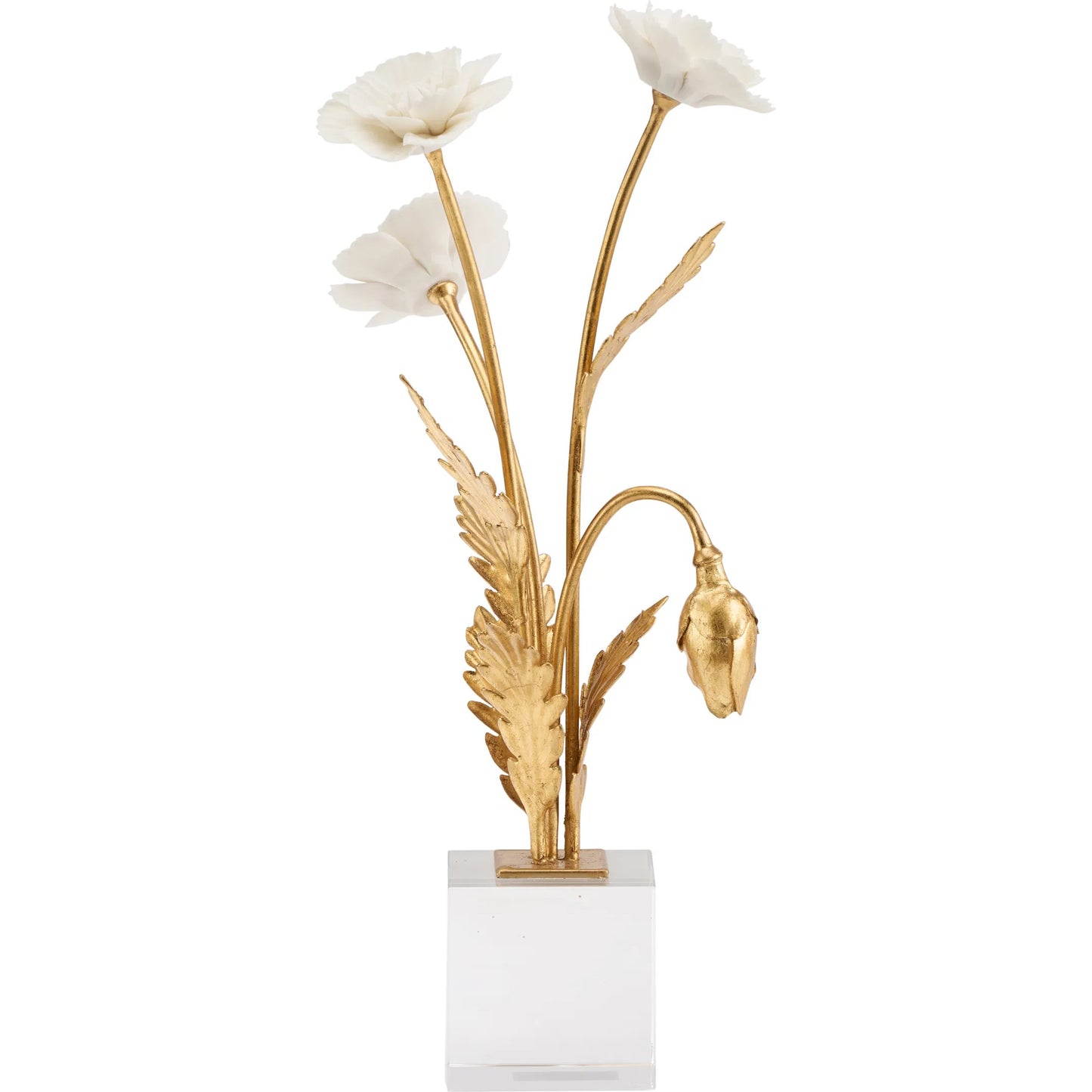 004 SI-2387807 | Additional Silo | Porcelain Poppie in Crystal Base by Chelsea House in matte white, gold leaf, clear. Made from unique in a modern style.