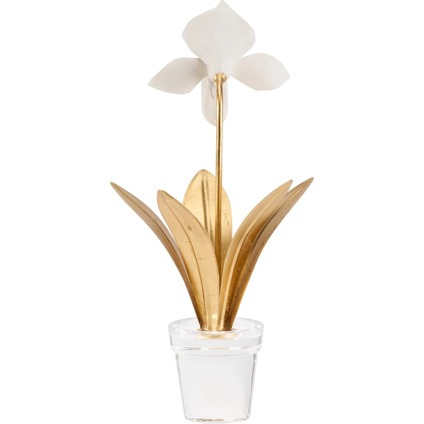003 SI-2387753 | Additional Silo | Lady Slipper Orchid by Chelsea House in matte white, gold leaf, clear. Made from unique in a modern style.