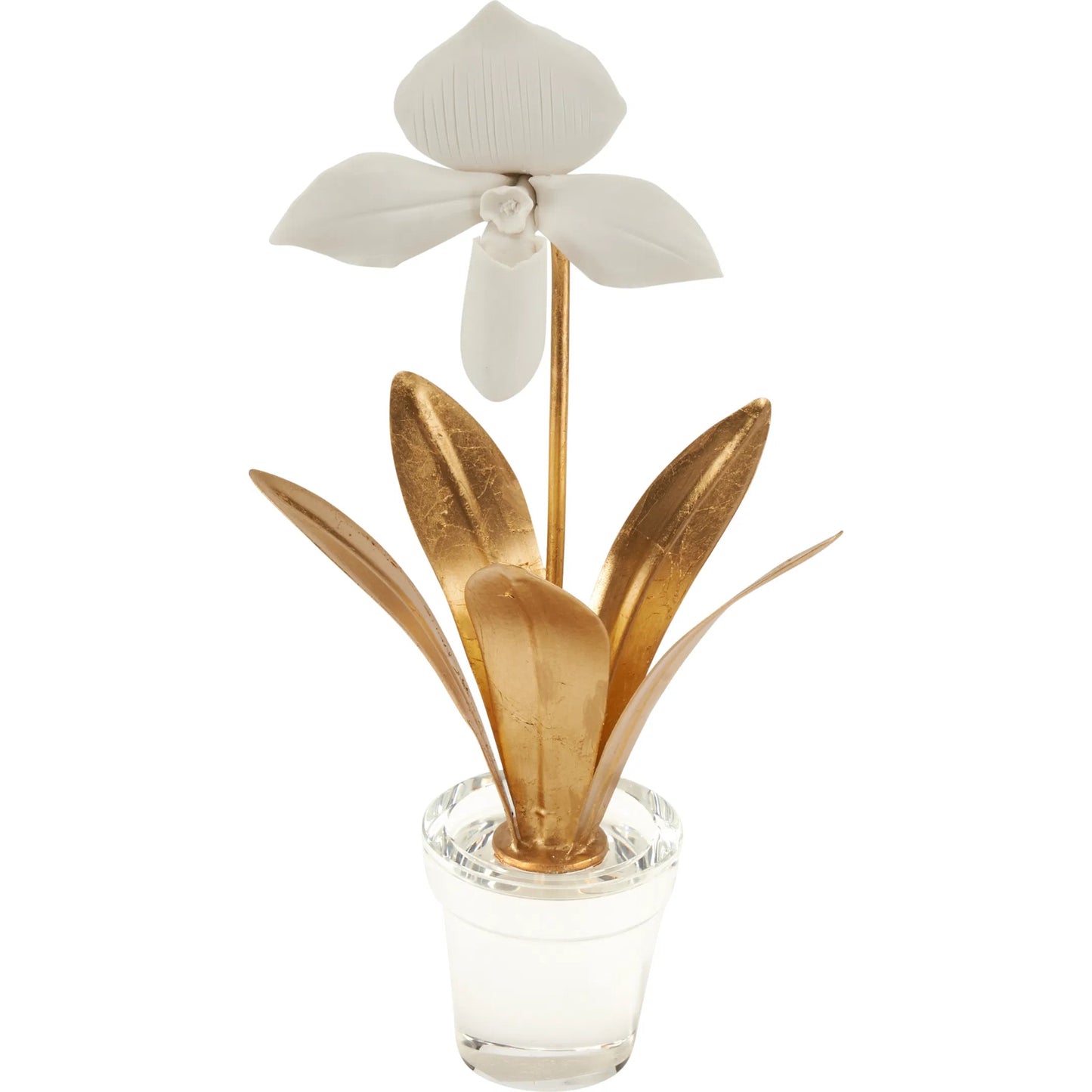 005 SI-2387753 | Additional Silo | Lady Slipper Orchid by Chelsea House in matte white, gold leaf, clear. Made from unique in a modern style.