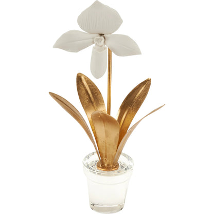 Lady Slipper Orchid by Chelsea House in matte white, gold leaf, clear. Made from unique in a modern style.