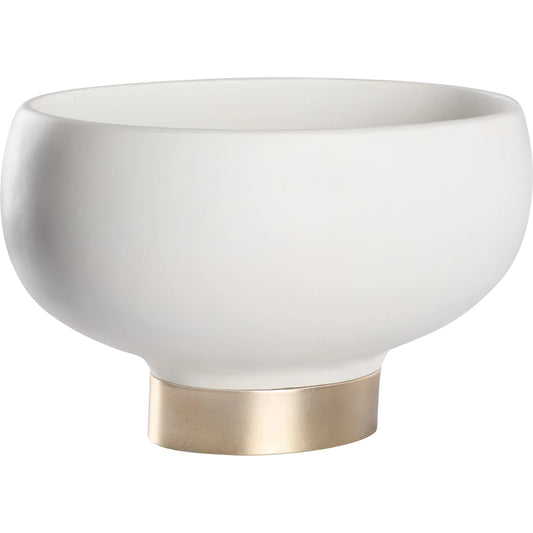 Quartz Bowl by Chelsea House in matte white, silver leaf. Made from unique in a unique style.