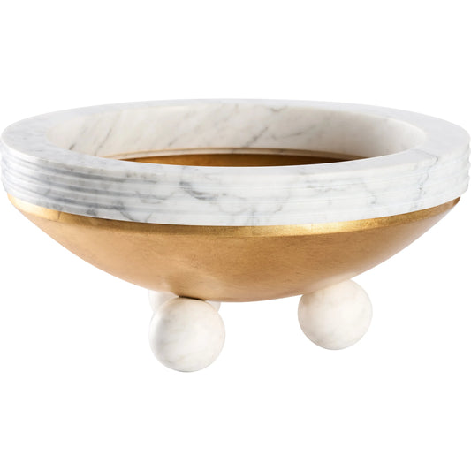 Elysian Bowl by Chelsea House in gold leaf, natural white. Made from unique in a unique style.
