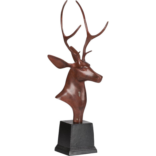 Stag Sculpture by Chelsea House in red, gold, black. Made from unique in a unique style.