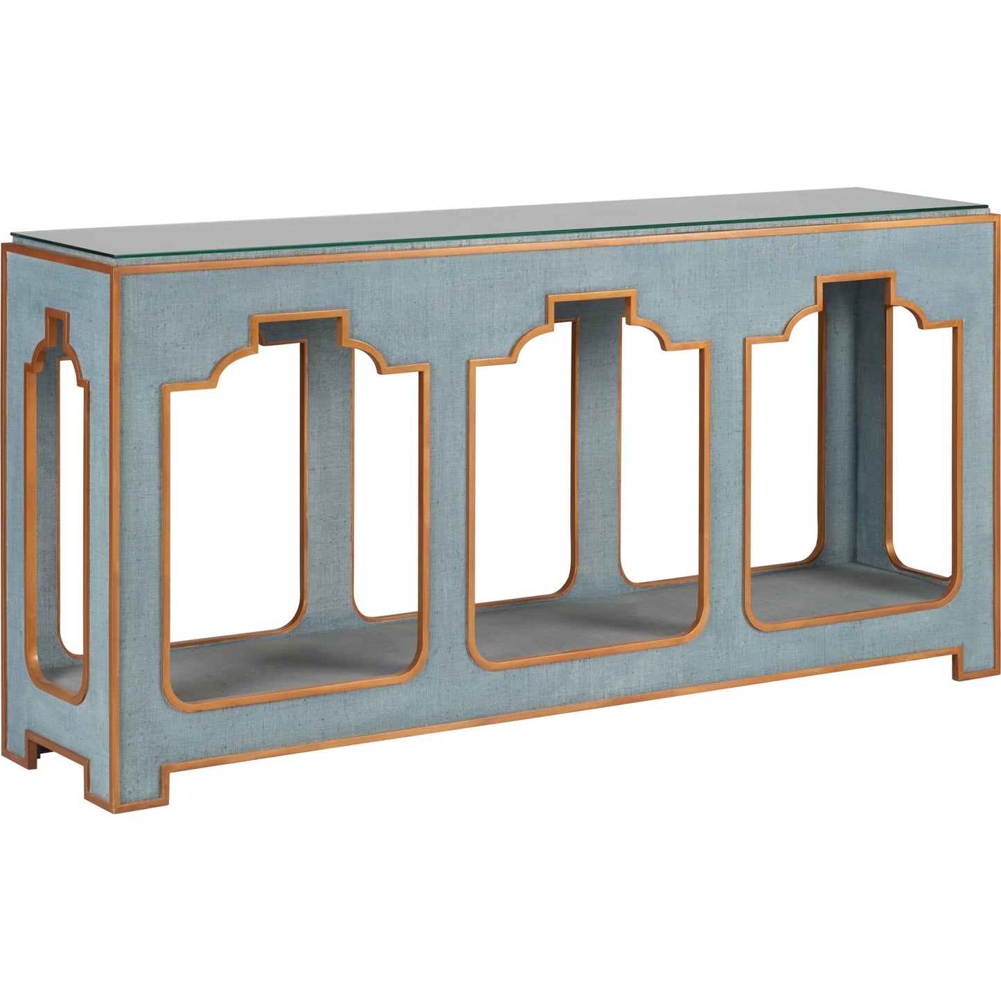 004 SI-2387881 | Primary Silo | Yangon Console by Chelsea House. Made from raffia, wood, glass in a modern style.