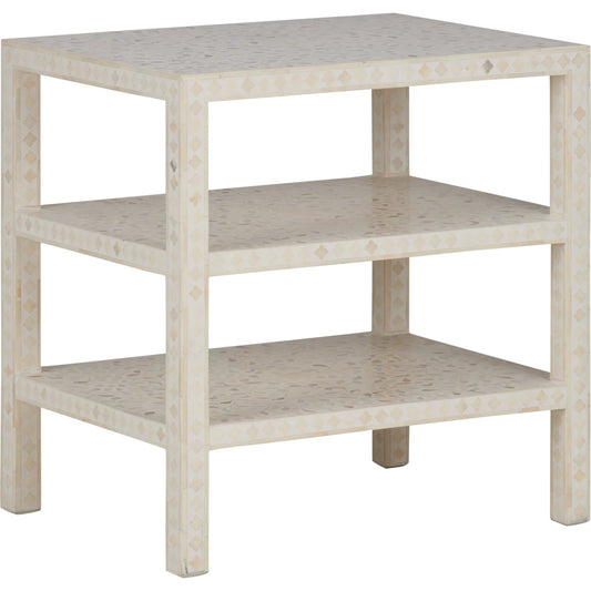 Inlay Side Table by Chelsea House in natural white, mother of pearl. Made from unique in a unique style.