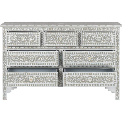 Charles Chest by Chelsea House in gray, mother of pearl. Made from unique in a traditional style.