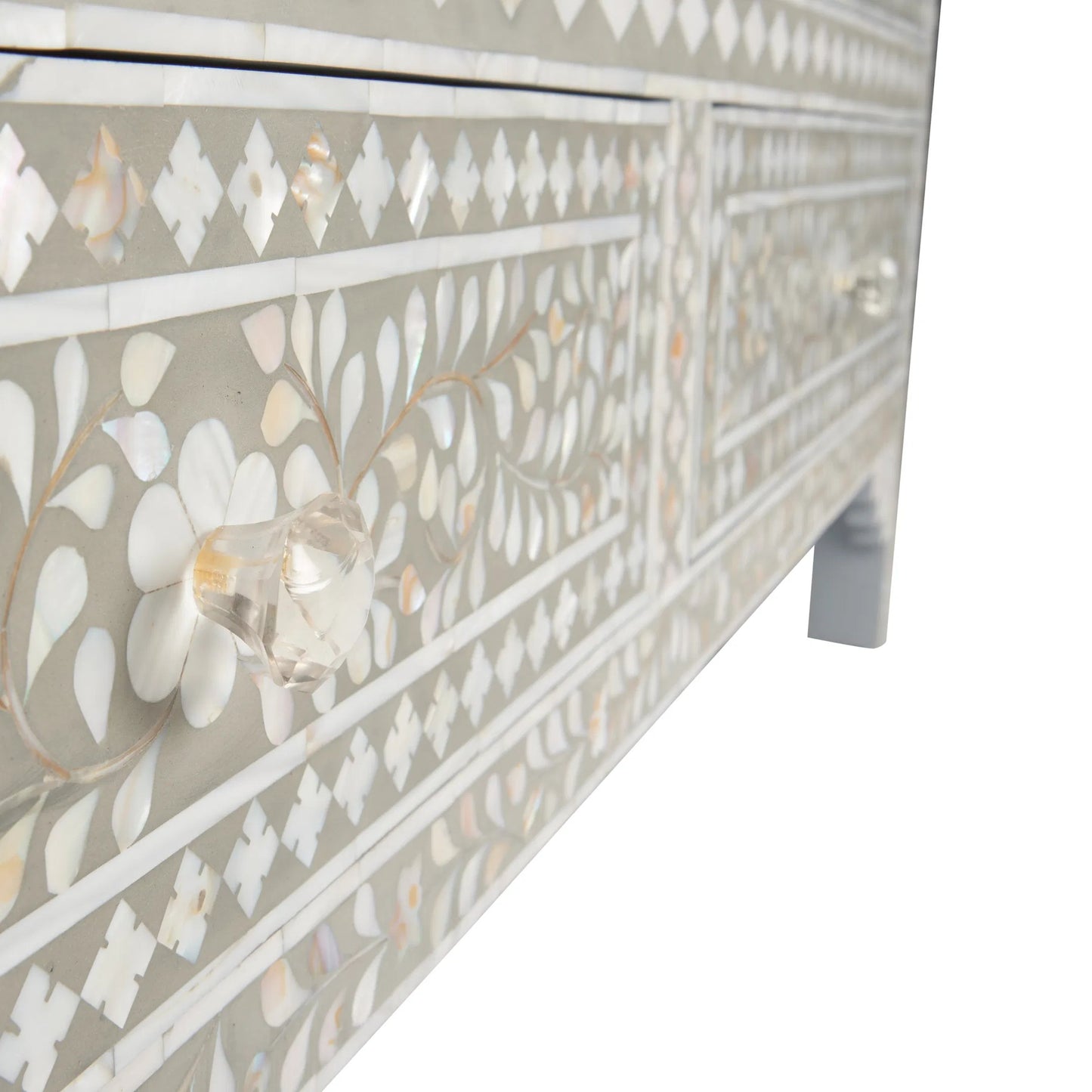 008 SI-2387669 | Closeup | Charles Chest by Chelsea House in gray, mother of pearl. Made from unique in a traditional style.