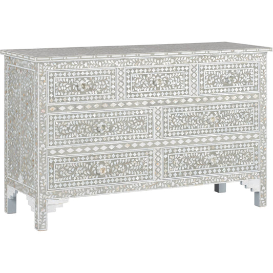 Charles Chest by Chelsea House in gray, mother of pearl. Made from unique in a unique style.