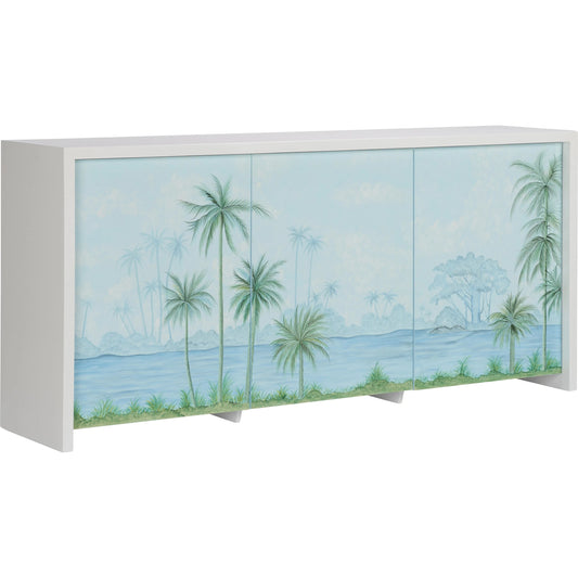 Palm Tree Console by Chelsea House in white, hand painted. Made from unique in a unique style.