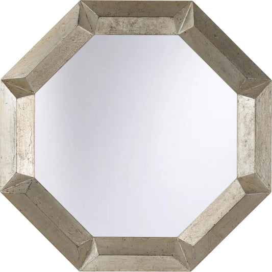 Henri Octagonal Mirror by Chelsea House in aged silver leaf, clear. Made from unique in a unique style.