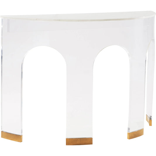 Marble and Acrylic Demilune by Chelsea House in clear, white. Made from unique in a unique style.