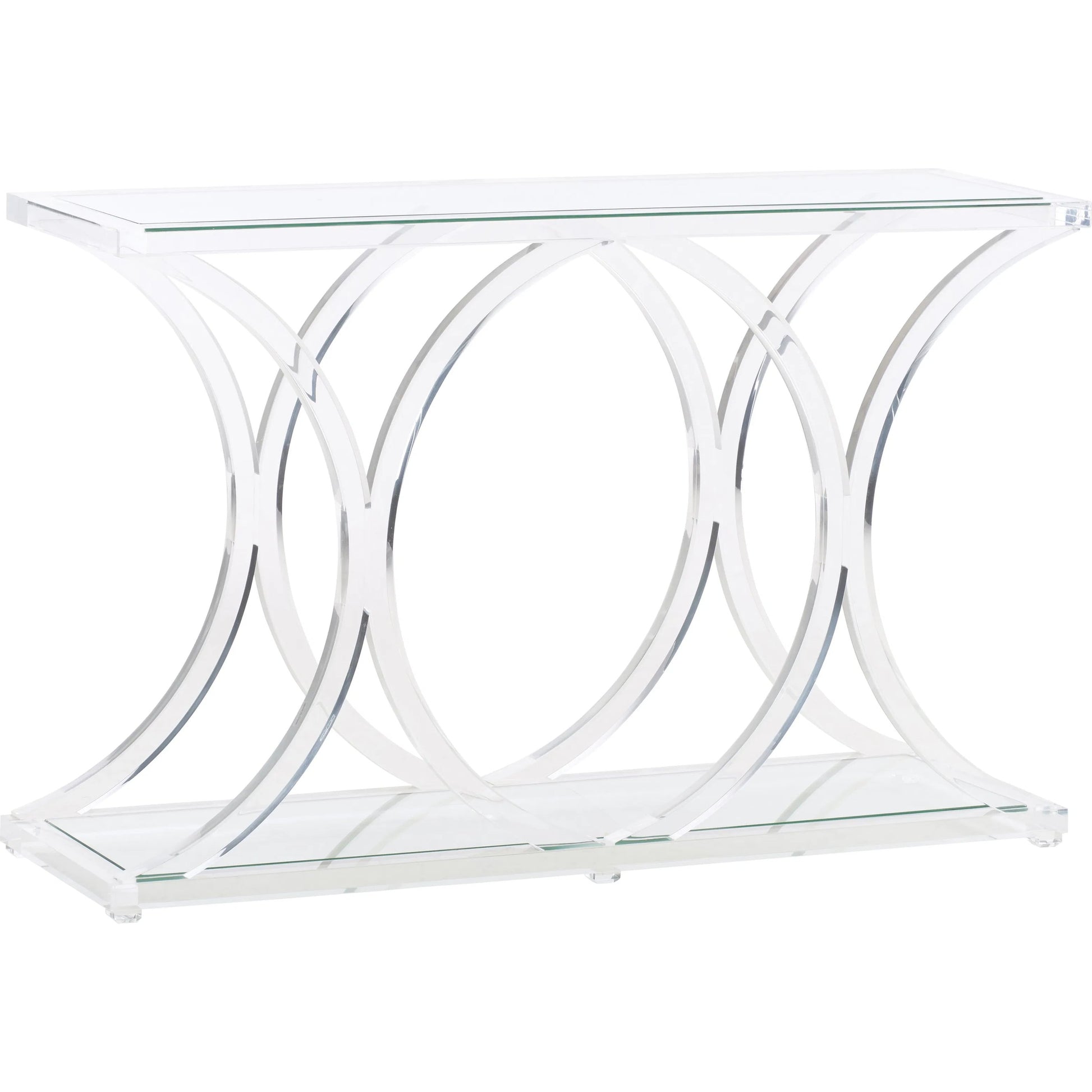 Sweeping Acrylic Console by Chelsea House in clear. Made from unique in a transitional style.