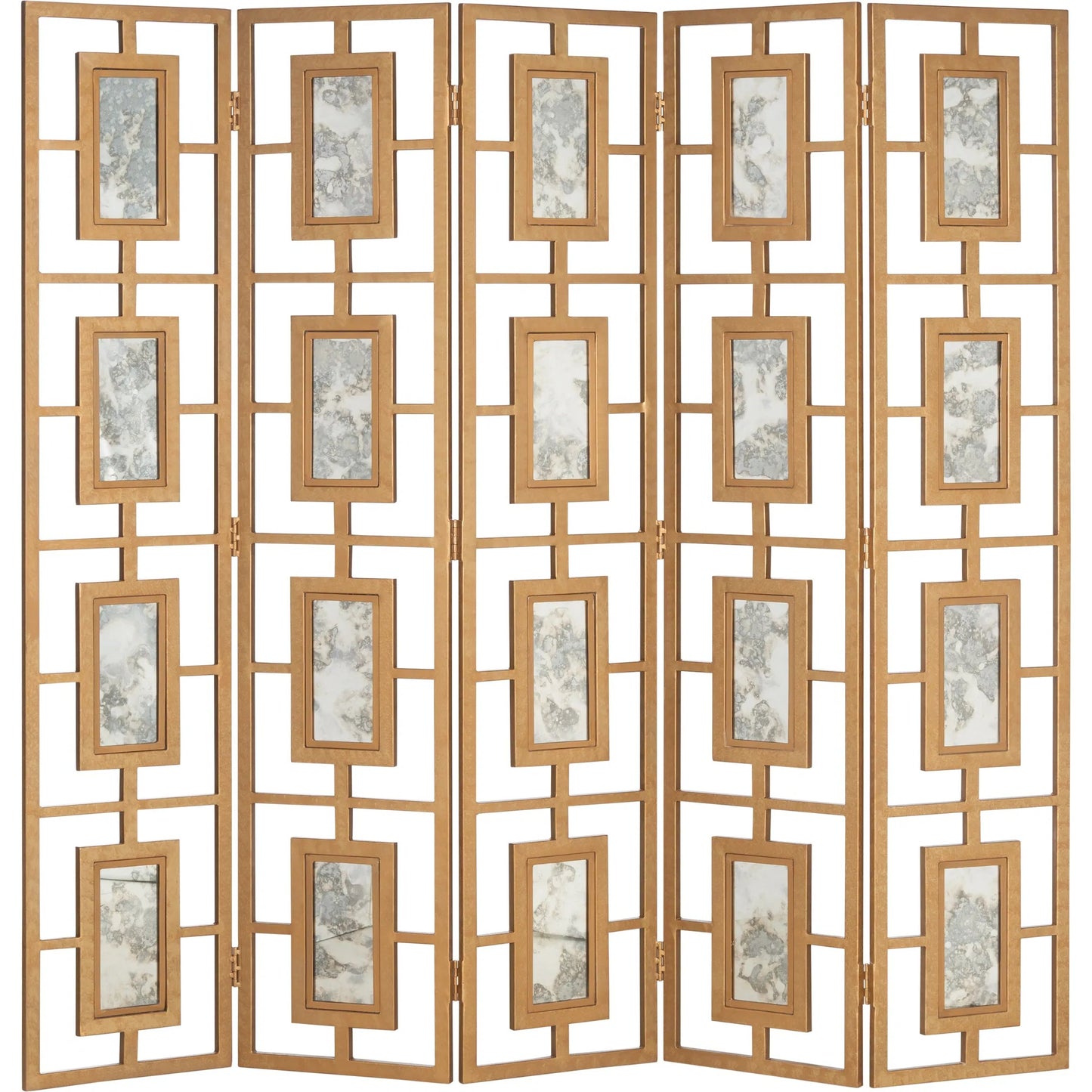 001 SI-2533878 | Primary Silo | Mirrored Screen by Chelsea House in gold and antique gold leaf, antique. Made from unique in a unique style.