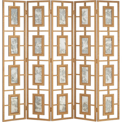 Mirrored Screen by Chelsea House in gold and antique gold leaf, antique. Made from unique in a unique style.
