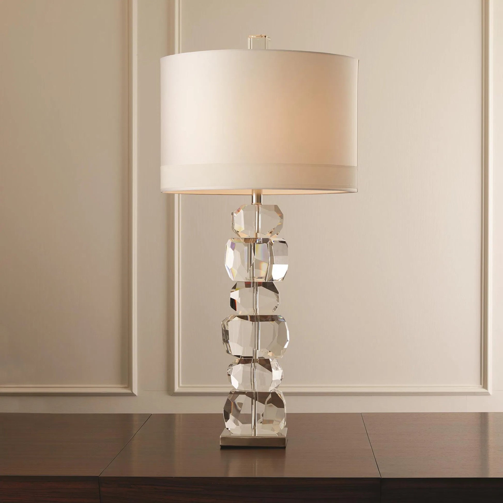 Stacked Gemstone Lamp by Global Views. Made from crystal, nickel in a modern style.