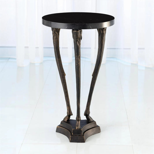 Fawn Leg Side Table by Global Views in bronze. Made from cast iron, marble in a eclectic & global style.