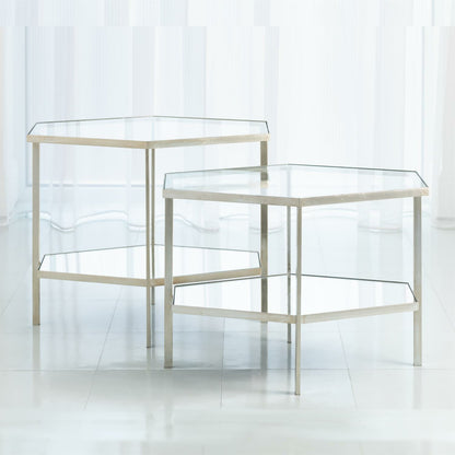 Hexagon Table by Global Views in gold leaf. Made from unique in a transitional style.