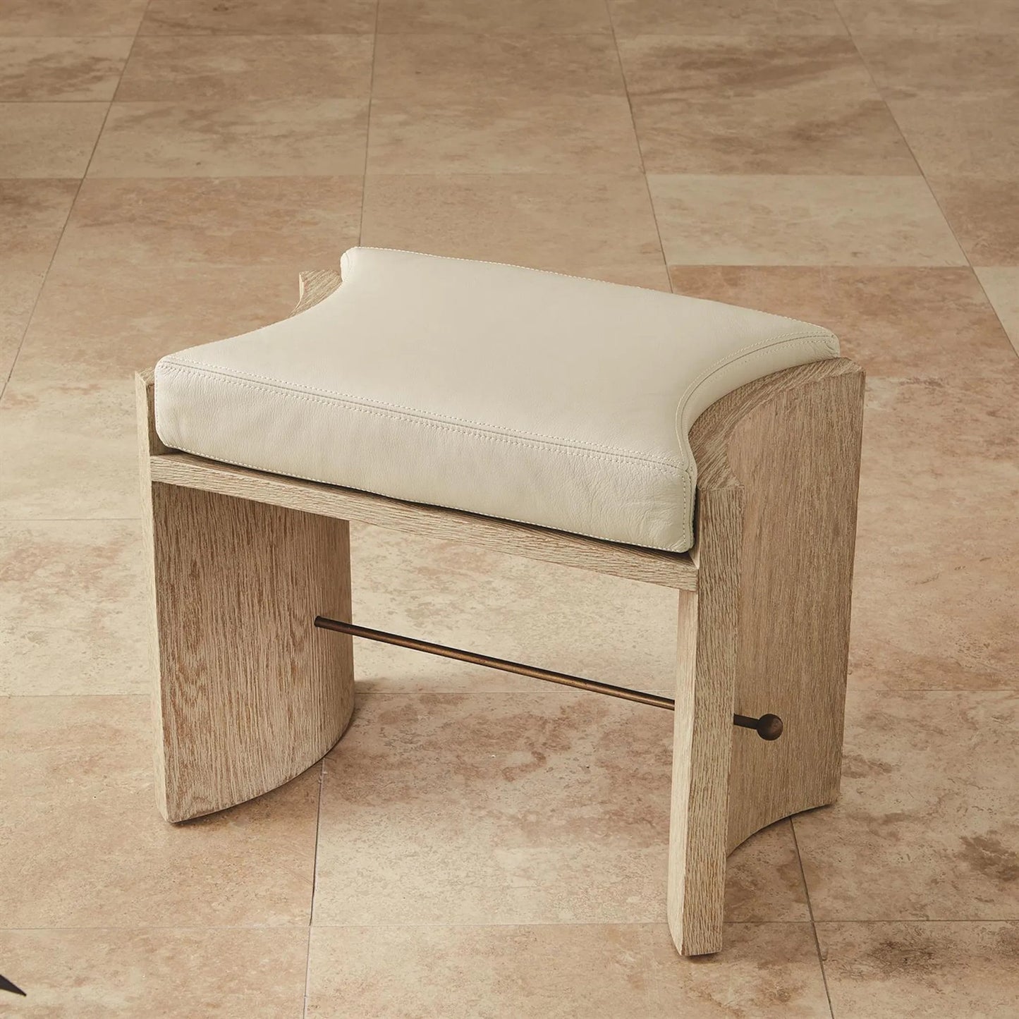 003 SR-700969 | Lifestyle | Cinch Bench by Global Views in sandblasted, brass. Made from american oak in a modern style.