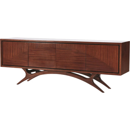 Swoop Media Cabinet by Global Views in dark walnut, satin lacquer, mahogany. Made from solid marapolan, mahogany, mdf in a modern style.