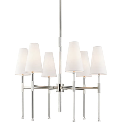 Bowery Chandelier by Hudson Valley in aged old bronze. Made from brass in a transitional style.