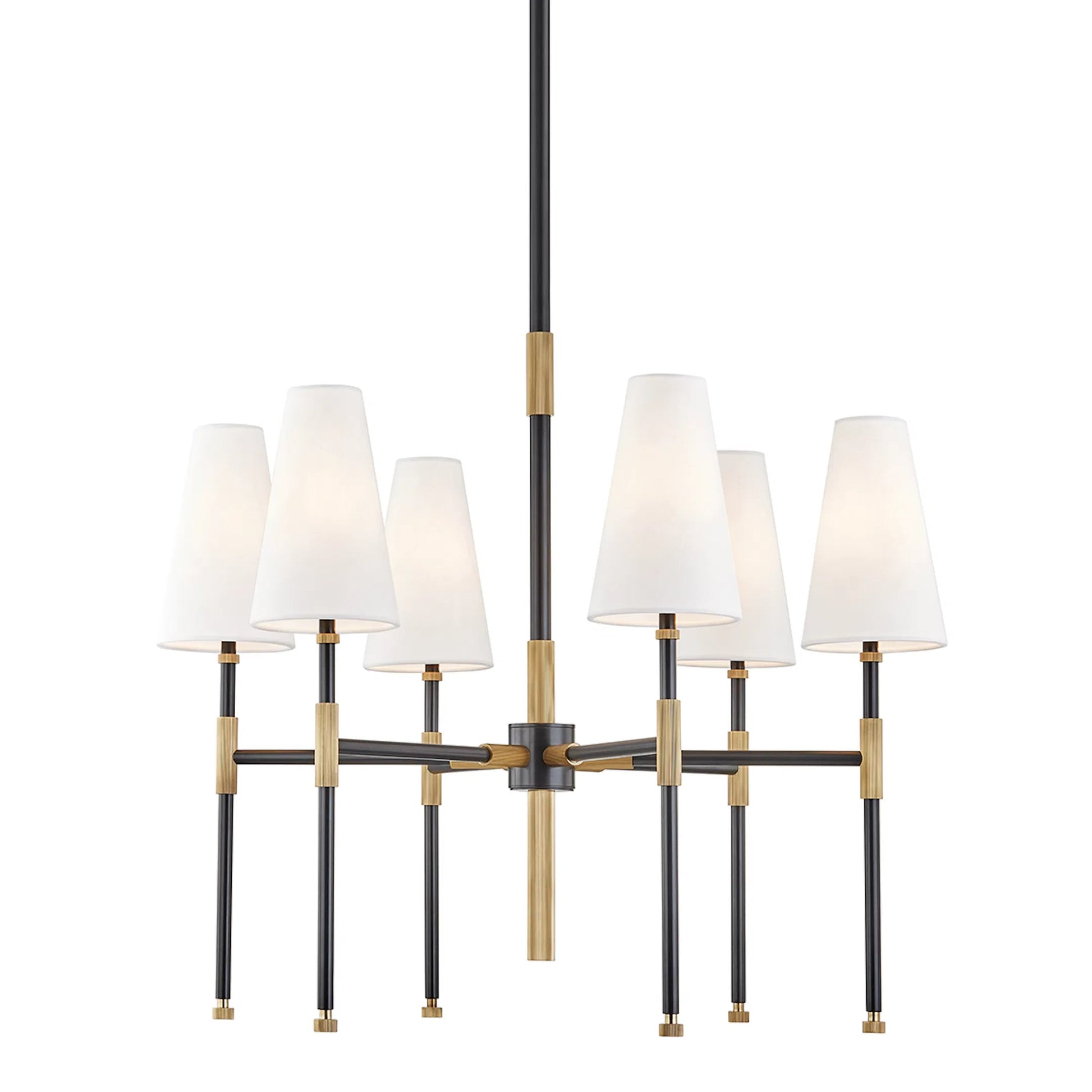 Bowery Chandelier by Hudson Valley in aged old bronze. Made from brass in a transitional style.