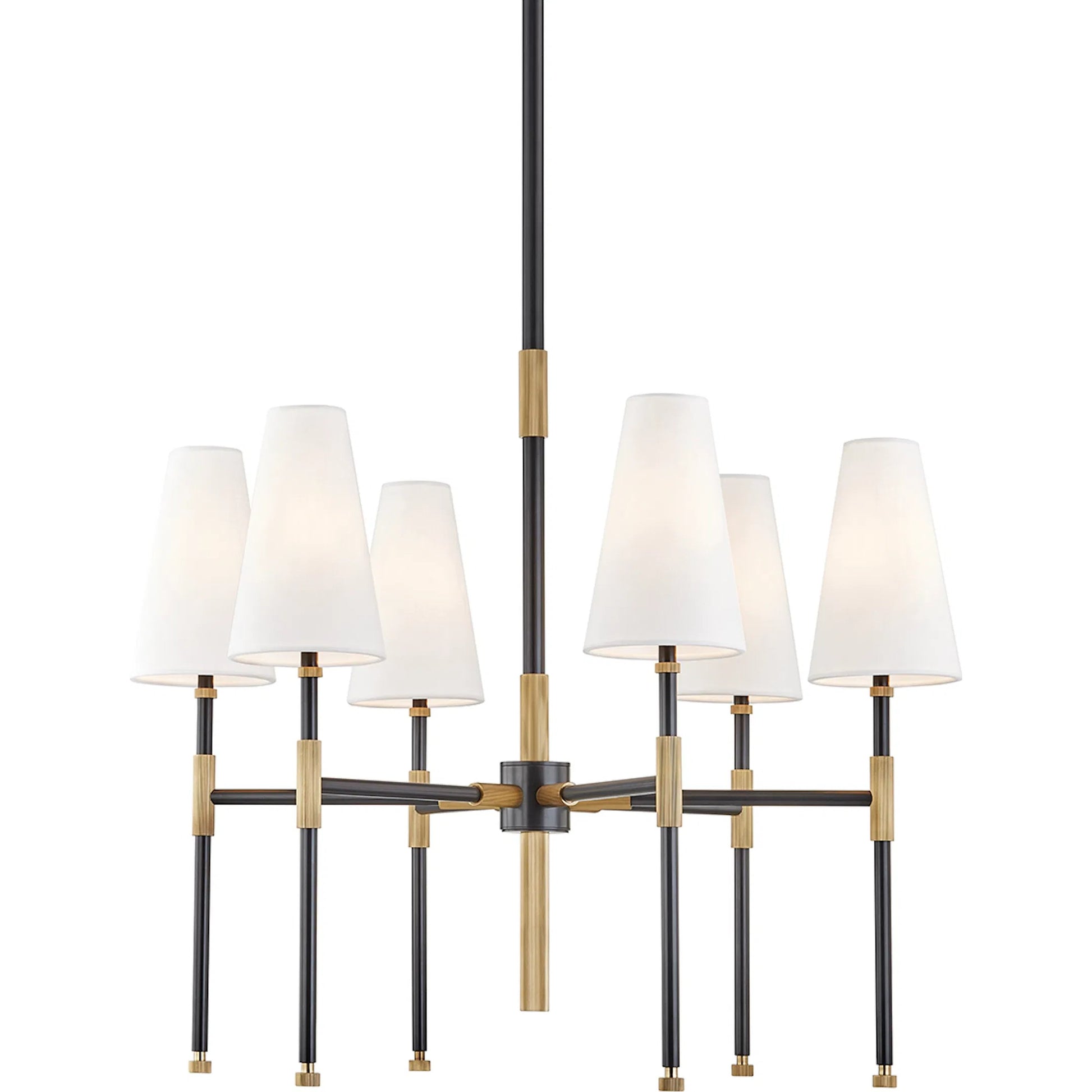 Bowery Chandelier by Hudson Valley in aged old bronze. Made from brass in a transitional style.
