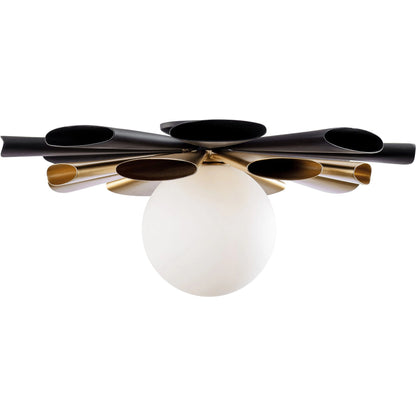 Daphne Convertible Flush Mount/Sconce by Varaluz in matte black/french gold. Made from unique in a modern style.