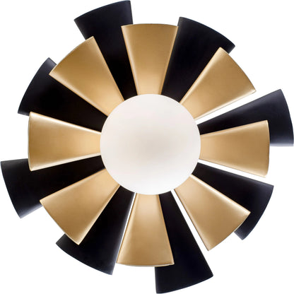 Daphne Convertible Flush Mount/Sconce by Varaluz in matte black/french gold. Made from unique in a modern style.