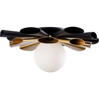 Daphne Convertible Flush Mount/Sconce by Varaluz in matte black/french gold. Made from unique in a modern style.