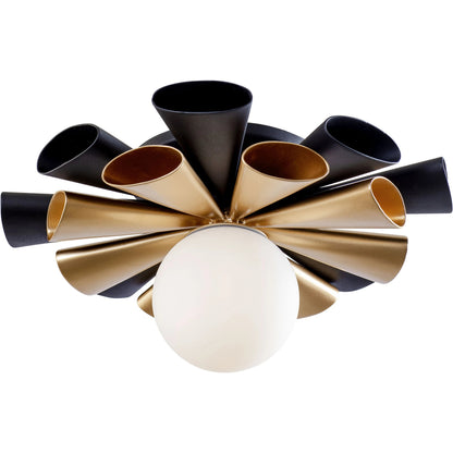 Daphne Convertible Flush Mount/Sconce by Varaluz in matte black/french gold. Made from unique in a modern style.