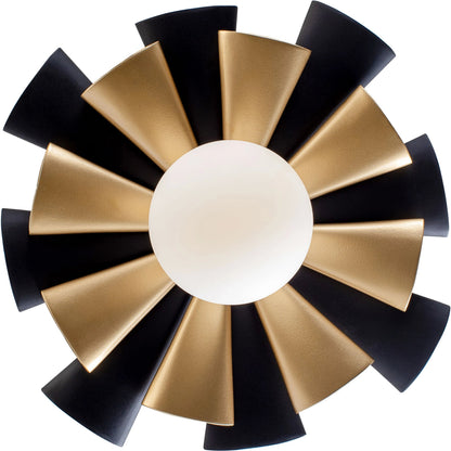 Daphne Convertible Flush Mount/Sconce by Varaluz in matte black/french gold. Made from unique in a modern style.