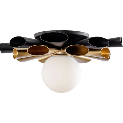 Daphne Convertible Flush Mount/Sconce by Varaluz in matte black/french gold. Made from unique in a modern style.