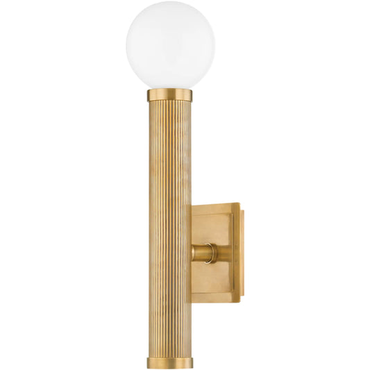 Pienza Single Wall Sconce by Corbett in vintage brass. Made from brass in a unique style.