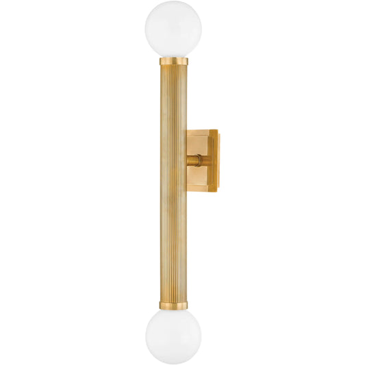 Pienza Double Wall Sconce by Corbett in vintage brass. Made from brass in a unique style.