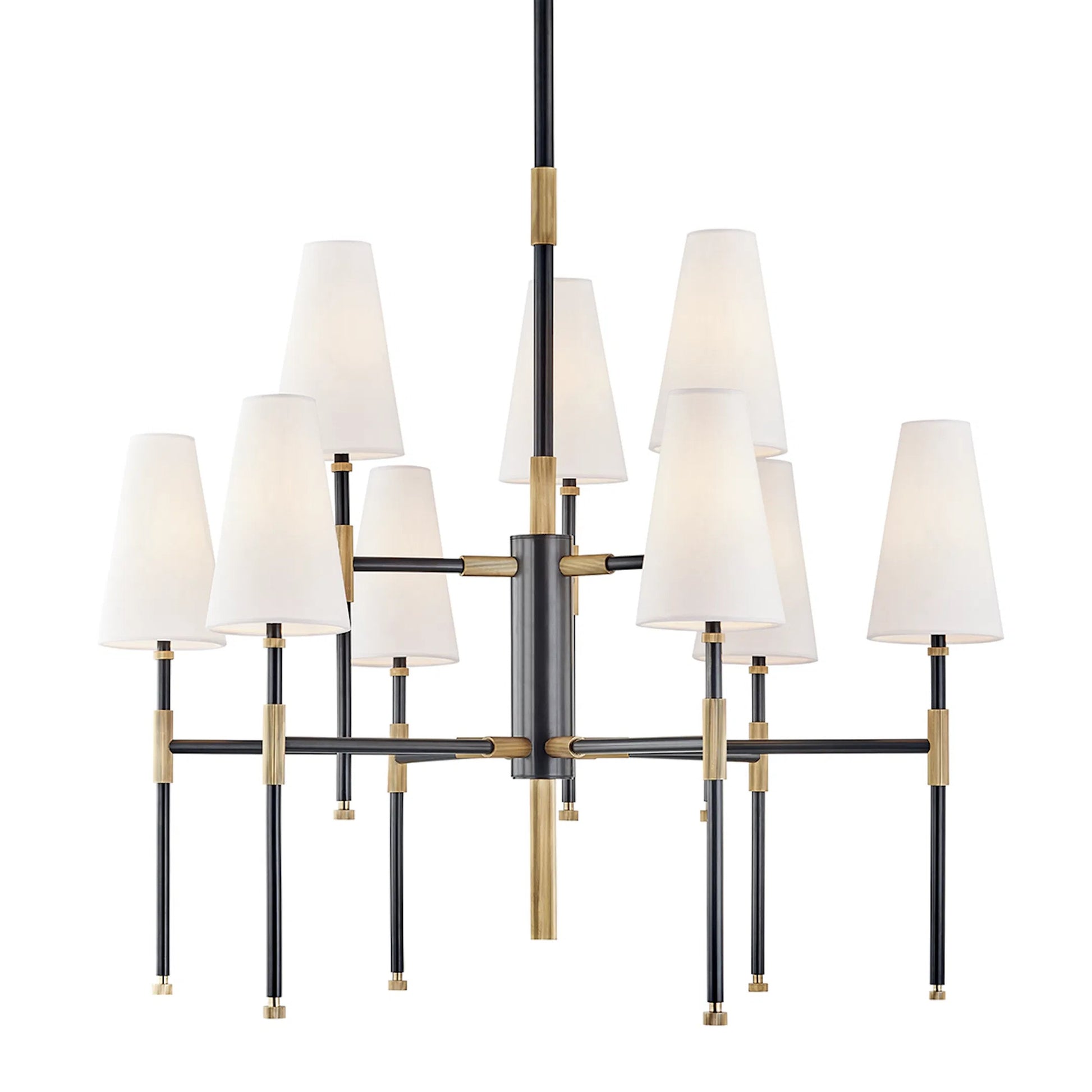 Bowery Chandelier by Hudson Valley in aged old bronze. Made from brass in a transitional style.