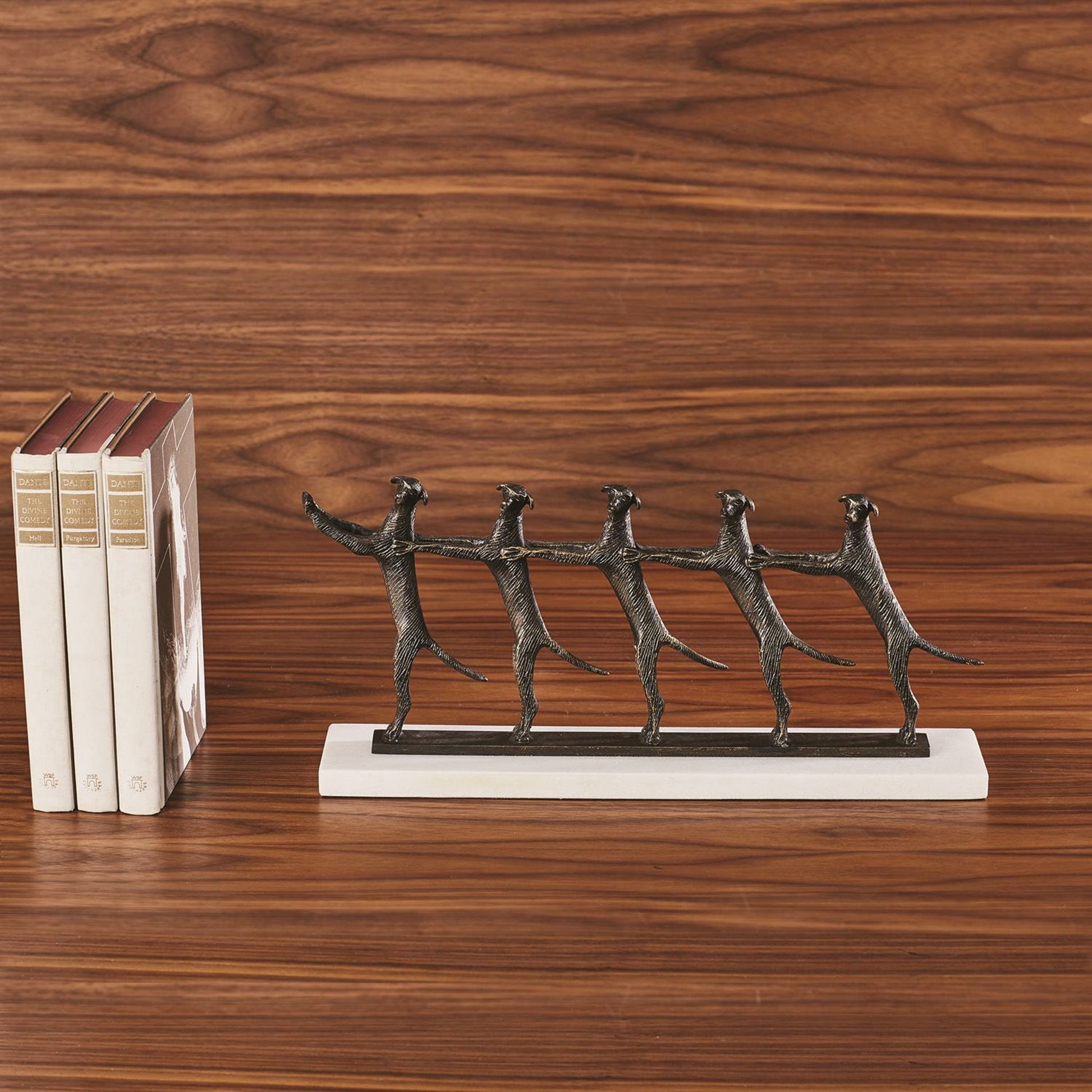 Golden Conga Line by Global Views. Made from cast brass, white marble in a eclectic & global style.