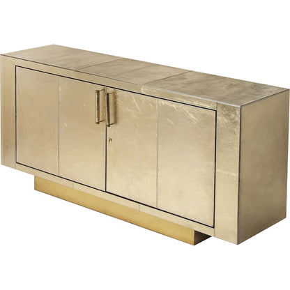 Francois Buffet by Butler Specialty Company in gold and cosmopolitan. Made from marandi wood solids, mdf, leather, polysuede cloth, brass in a eclectic & global style.